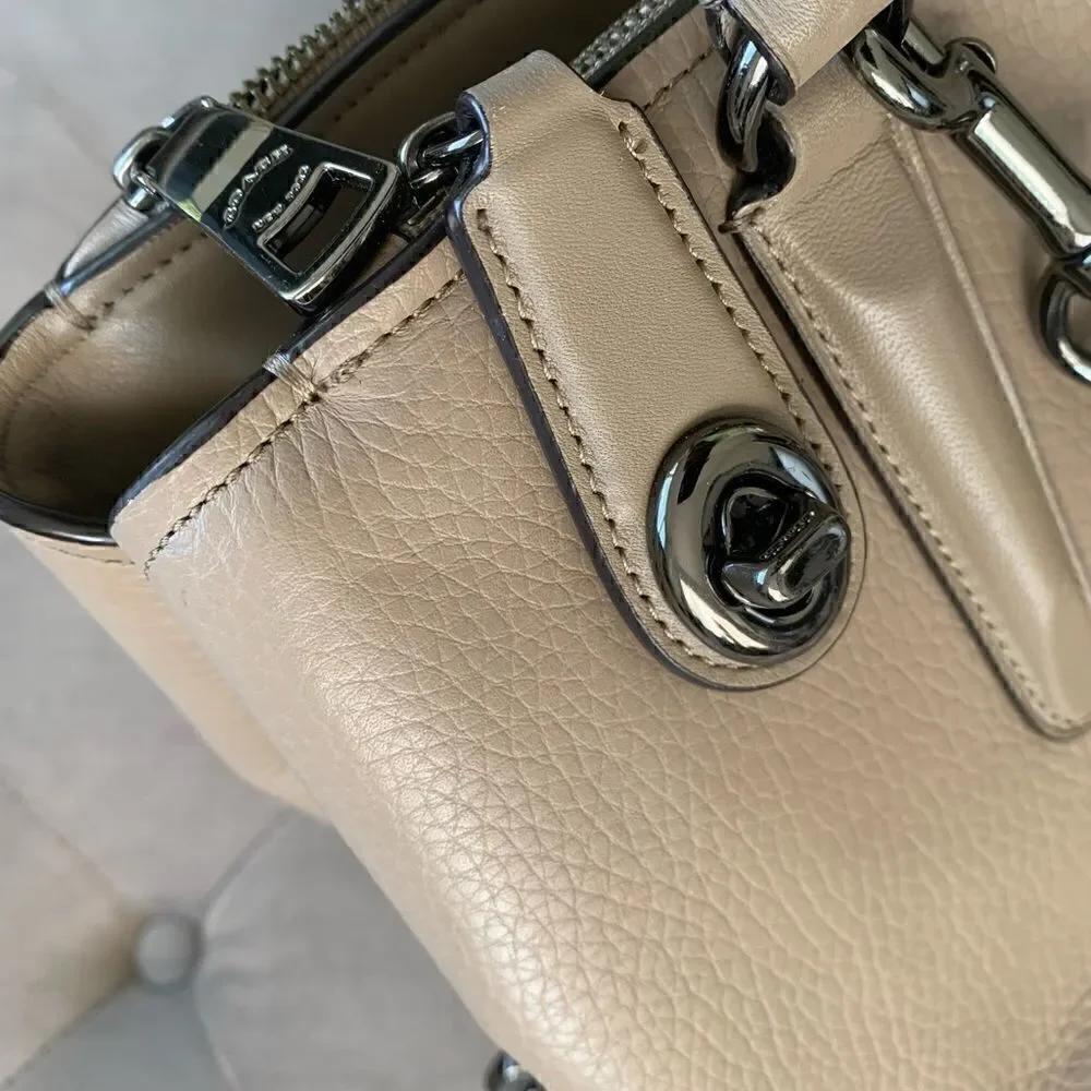 Coach Beige Leather Brooklyn Carryall Satchel